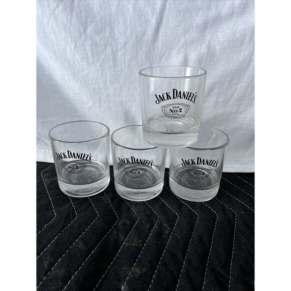4 Jack Daniels Old No. 7 Lowball Rocks Whiskey Glasses Embossed Bottom Set of 4 - Picture 1 of 1